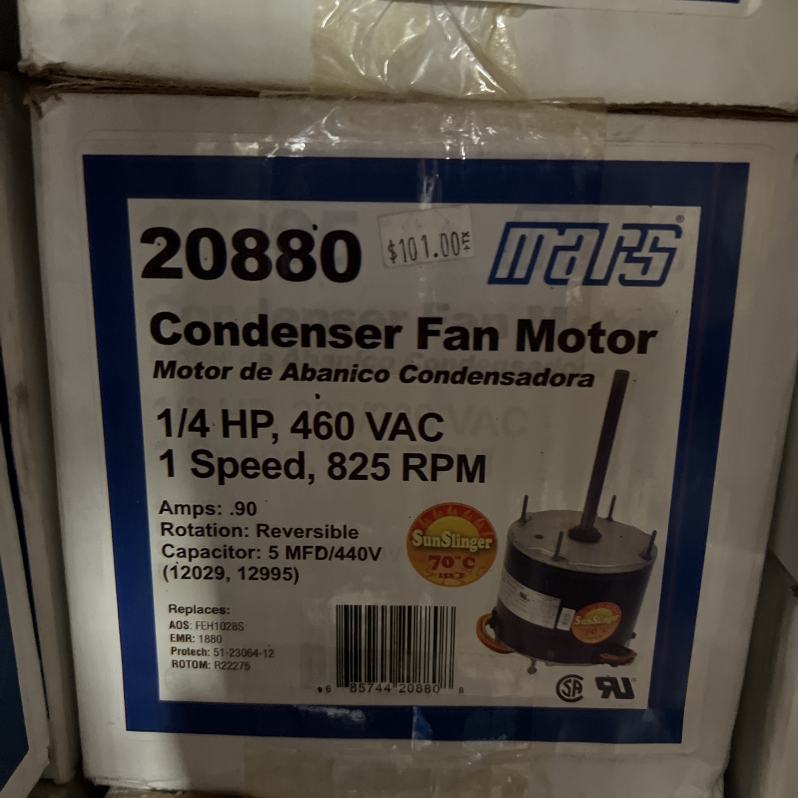 Mars 20880 1/4 HP 460V 825 RPM 1-Speed PSC Condenser Fan Motor 48 Frame TEAO
