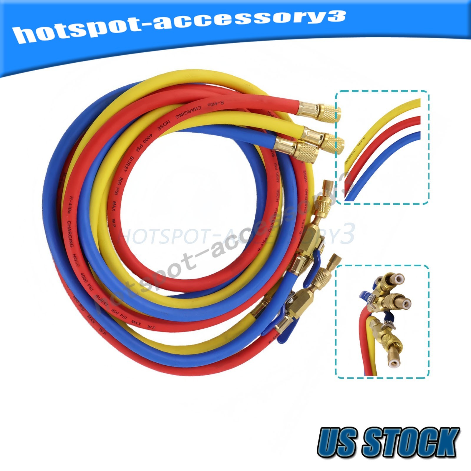 For 29986 Plus II 72″ HVAC Charging Hose Set 1/4″ (3-Pack) USA