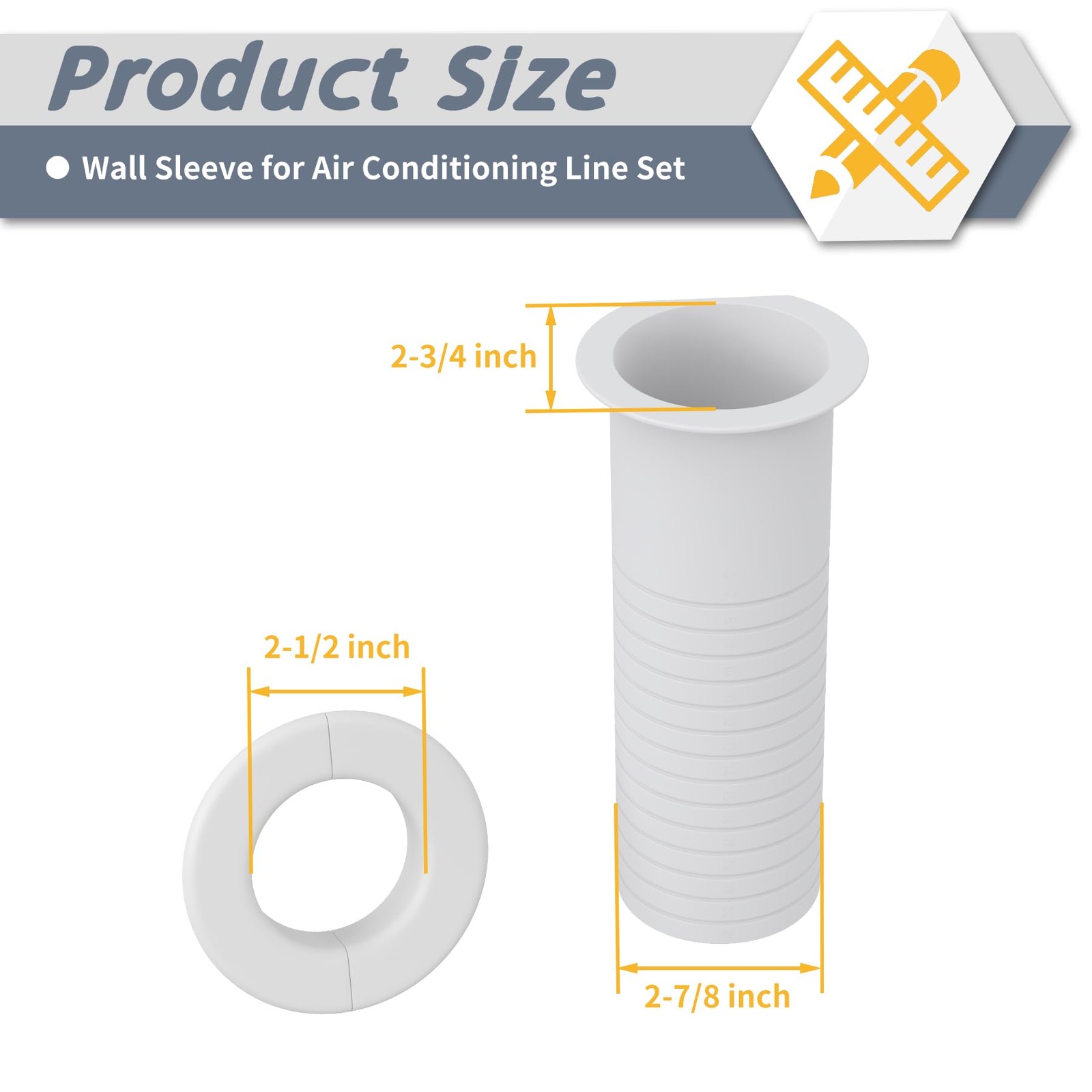 Flamorrow Mini Split Cover Wall Sleeve for Air Conditioning Line Set White