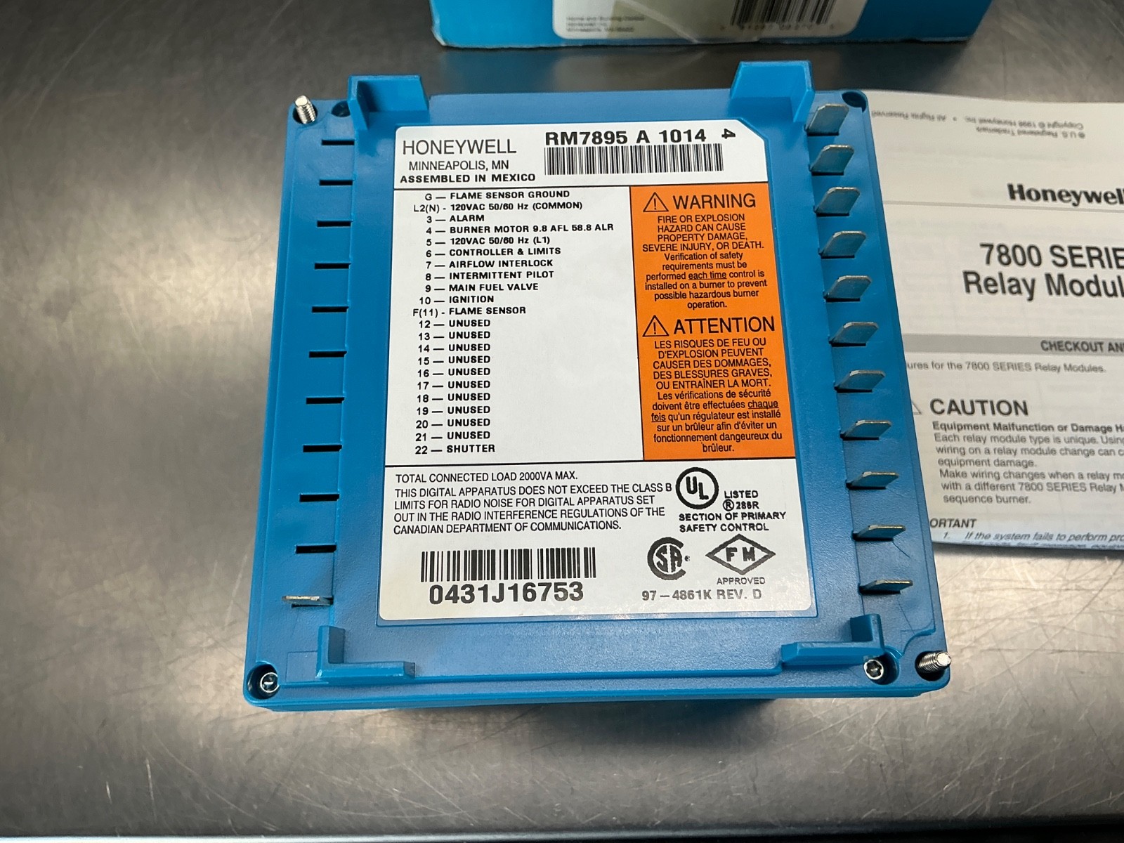 Honeywell RM7895 A 1014 On-Off Primary Burner Control