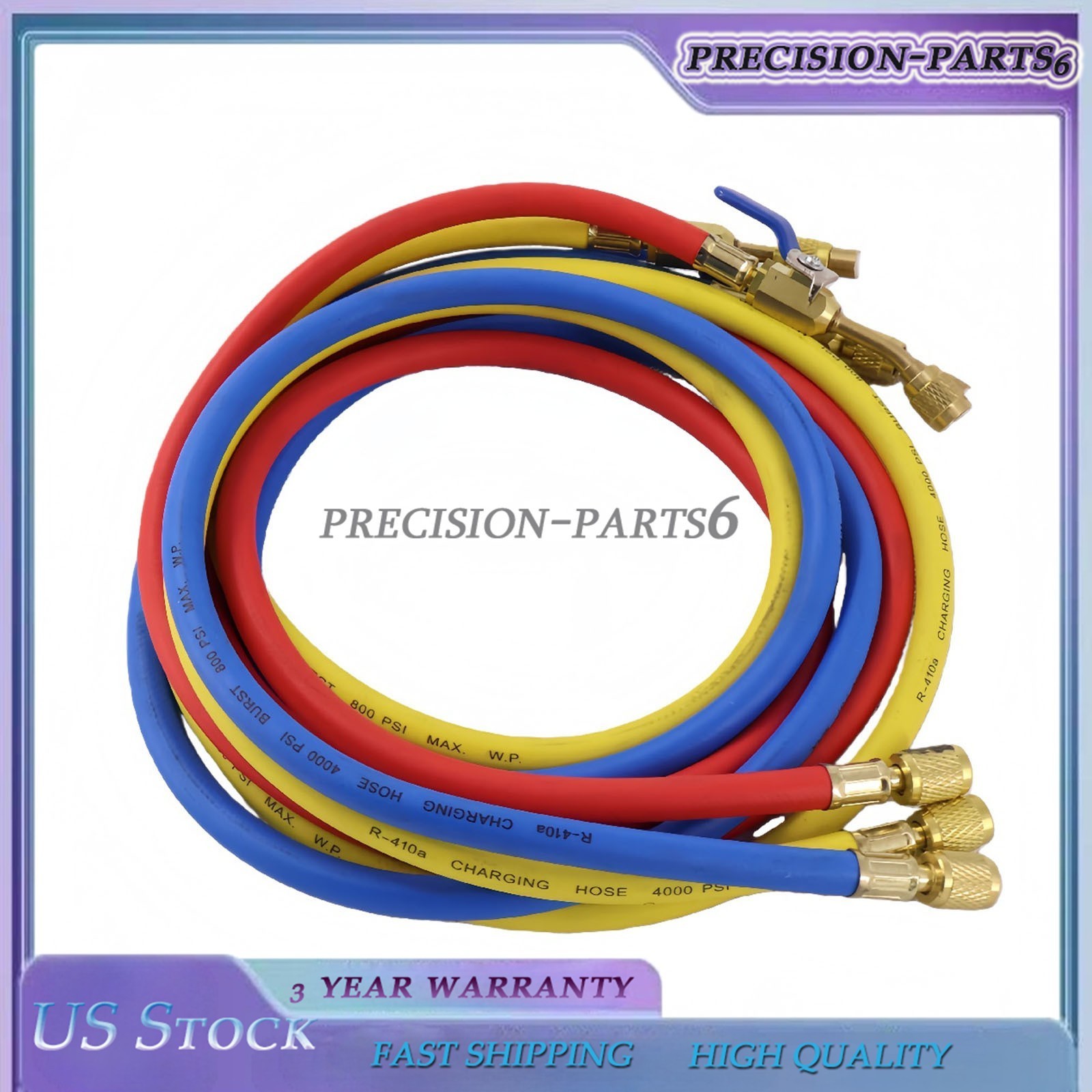 3X 29986 Plus II 1/4″ Hose with Compact Ball Valve End Refrigerant Charging Hose