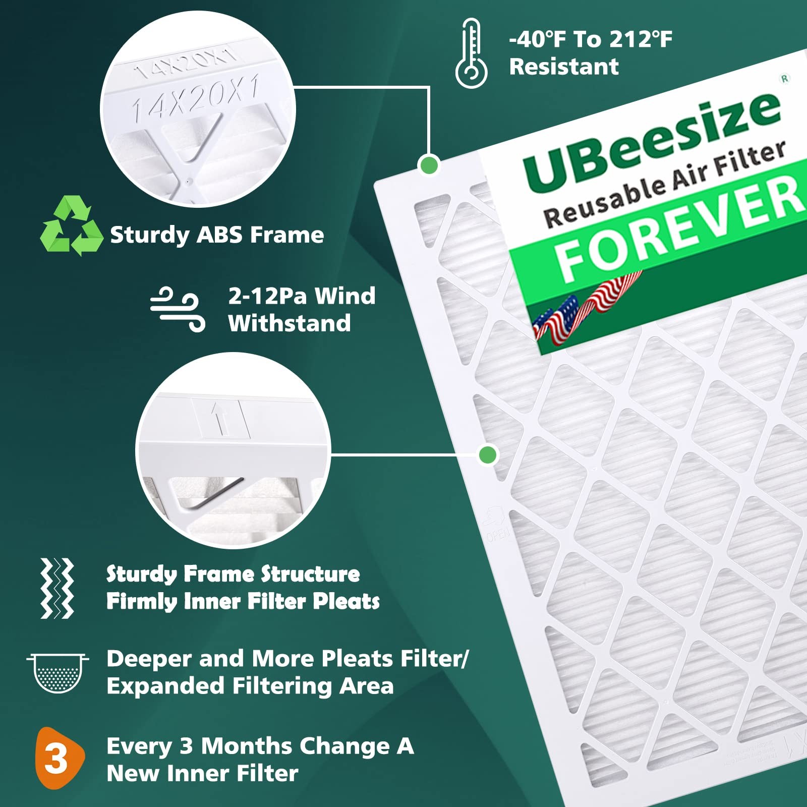 Ubeesize Air Filter 14X20X1 9-Pack Merv 11 Mpr 1200 Ac/Hvac Furnace Filtersdeep