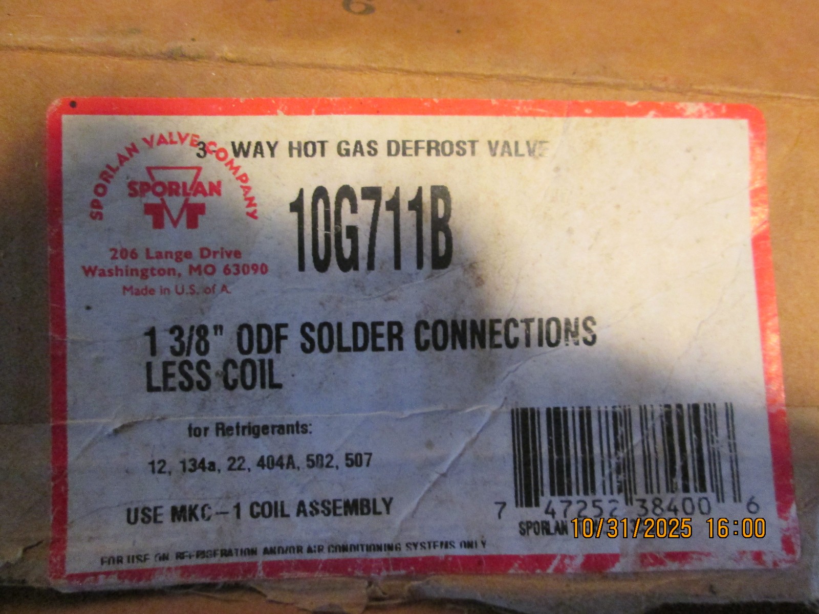 Parker Sporlan Solenoid valve 10G711B, 393500, 3-way hot gas defrost