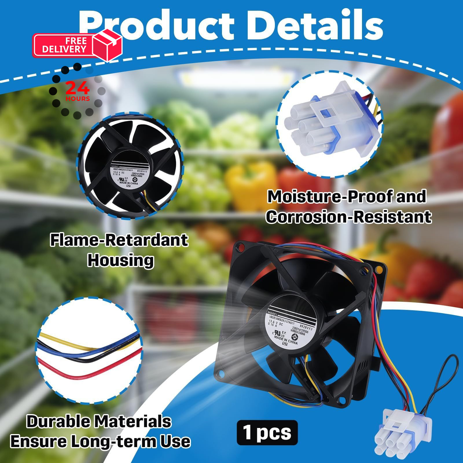 WR60X26866 Evaporator Fan Motor Compatible with V80E14MS2A3-57A611…