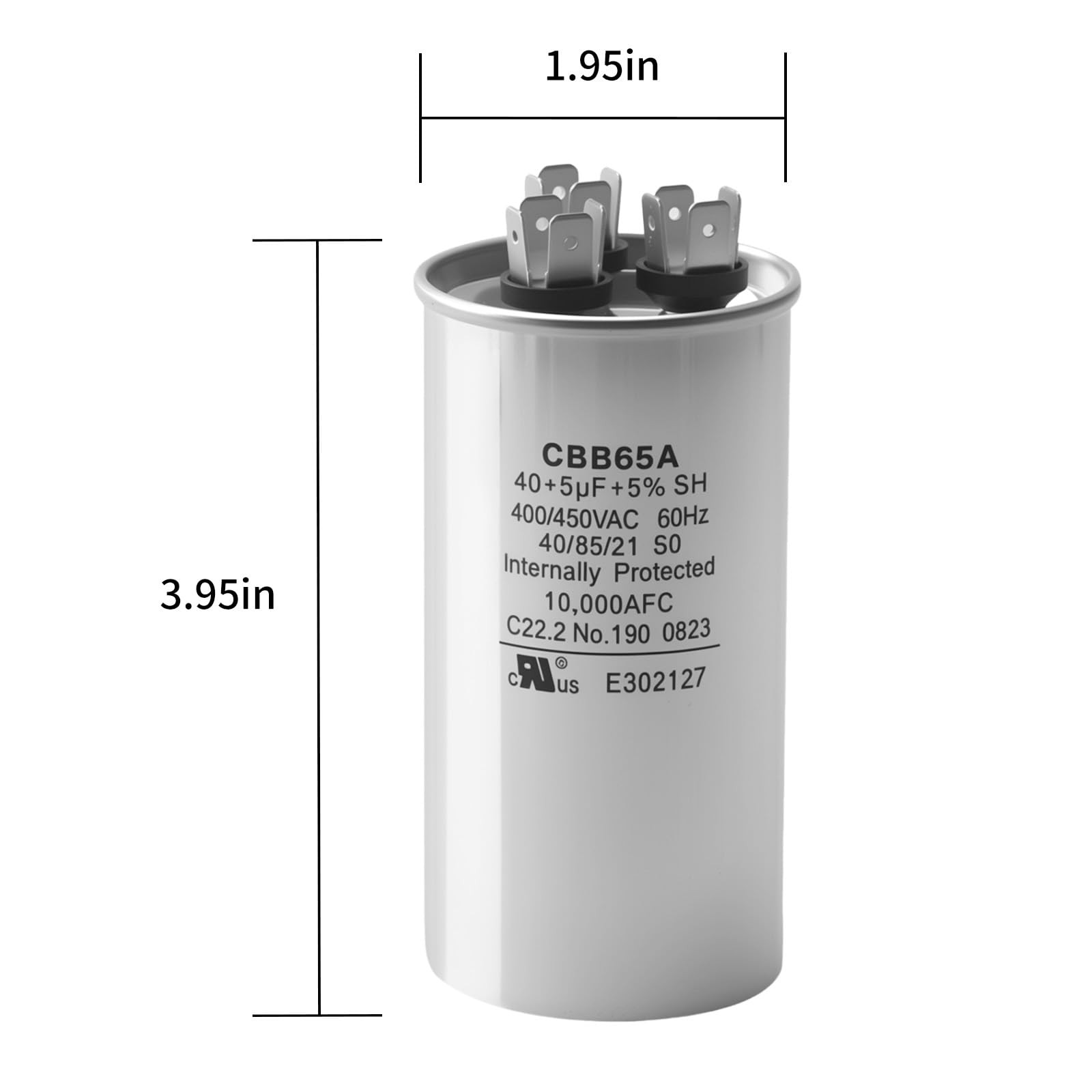 40 + 5 uF 40 + 5 MFD 440 VAC Dual Run Round Start Capacitor – Trane CPT00668…
