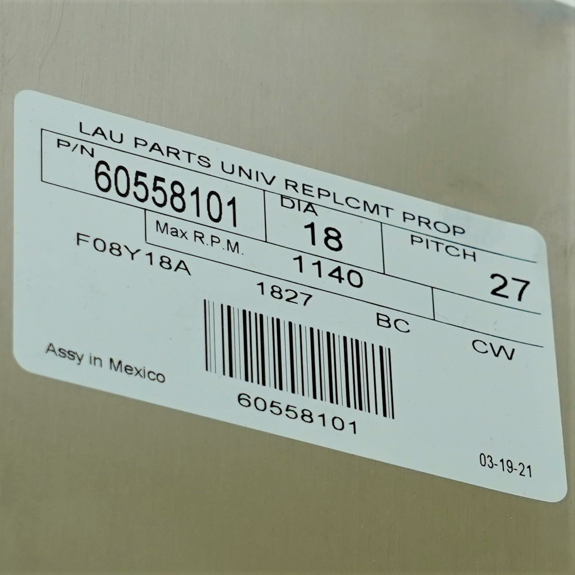 Lau 60558101 18″” Fan Blade CW Rotation 27 Degree Pitch 4 Blades
