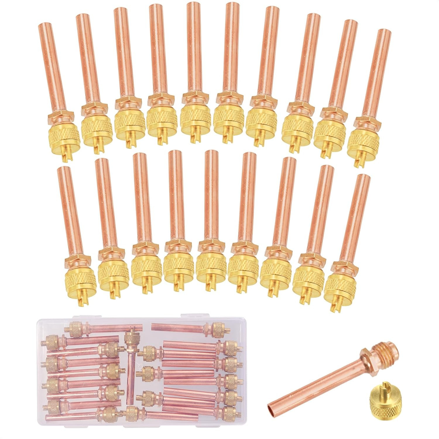 20PCS HVAC Service Access Valves, 1/4” SAE X 1/4” OD X 2.5” Stem