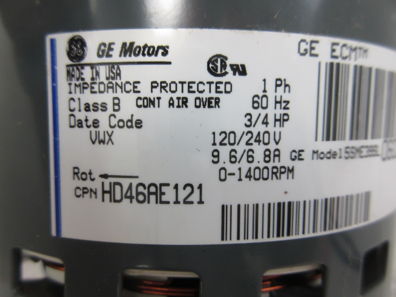 3/4 HP CARRIER HD46AE121 GE GENTEQ 5SME39SL0602 FURNACE ECM MOTOR * NO MODULE*