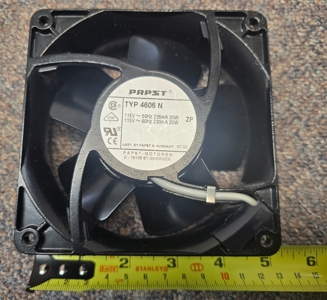 Papst TYP 4606N AC Axial heavy duty compact fan 115V 50HZ /60Hz 230mA/235mA 20W