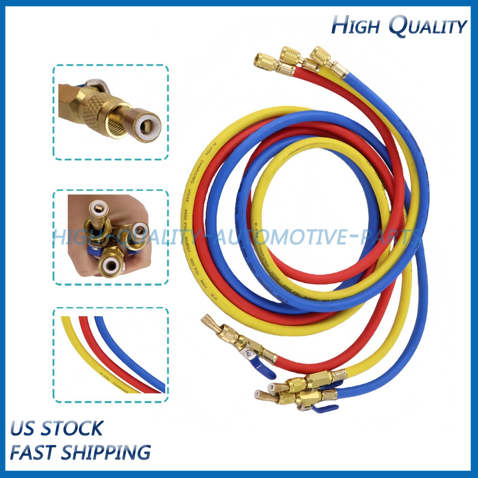 For R-410A Refrige 3Pack 29986 Plus II 1/4″ Hose with Compact Ball Valve 72″ NEW