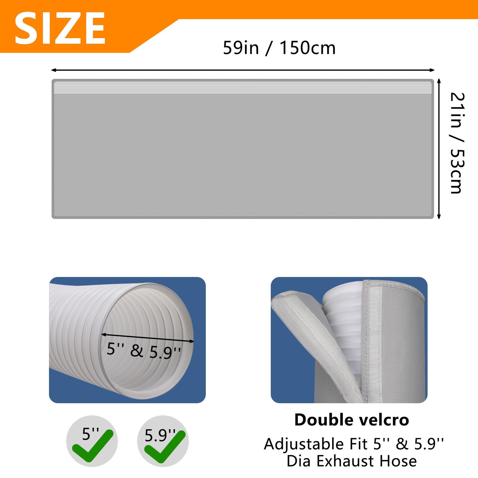 Portable AC Hose Insulation Sleeve, Air 1 Pack, Light Gray