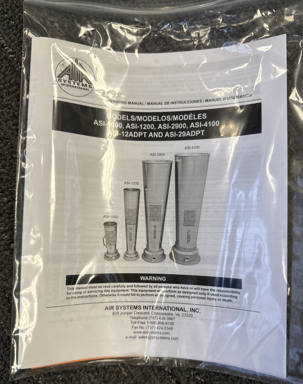 Air Systems International ASI-1200 Venturi Pneumatic Air Blower, 1/2 In NPT