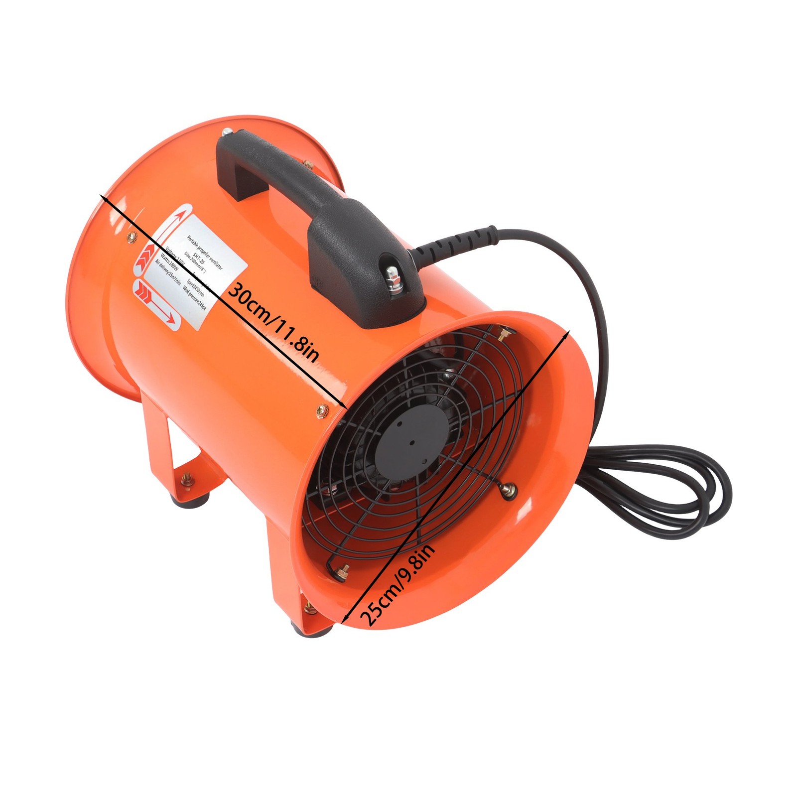 8 Inch Industrial Portable Blower Fan 33 FT Duct Hose 180W 900CFM 3450RPM
