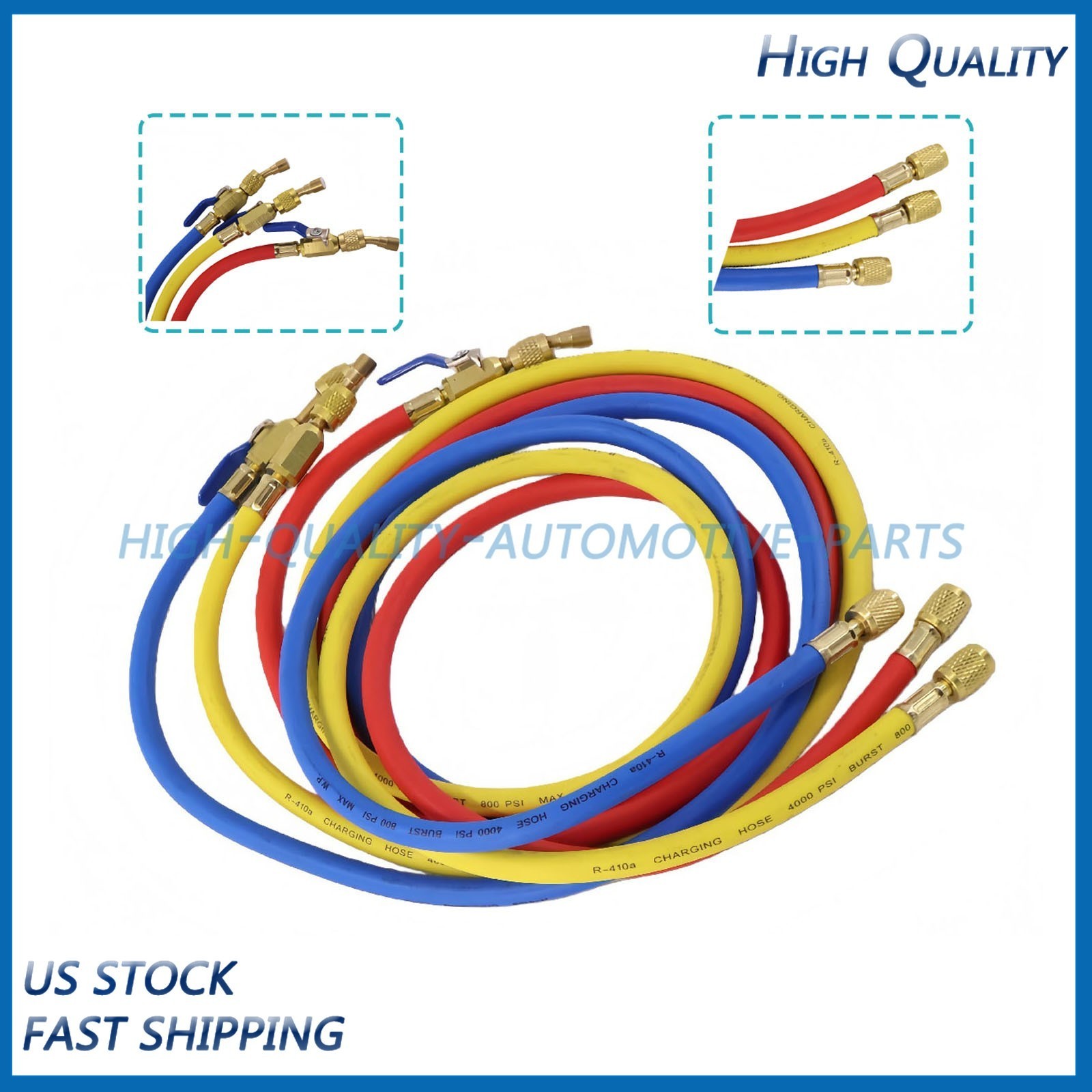 For R-410A Refrige 3Pack 29986 Plus II 1/4″ Hose with Compact Ball Valve 72″ NEW