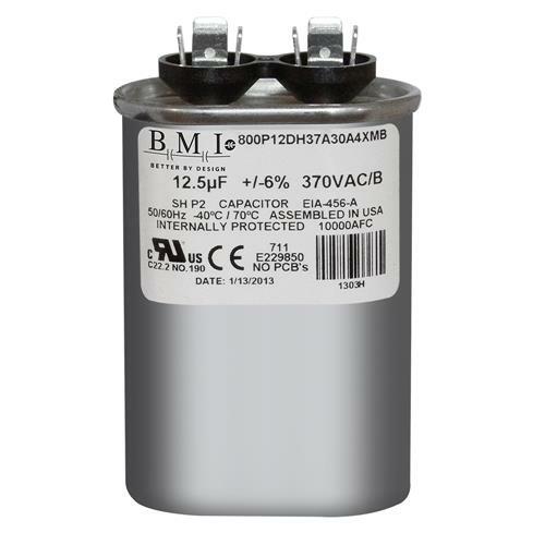 USA 12.5 uF Oval Motor Run Capacitor 12.5 MFD 370 Volt AC VAC 50/60Hz HVAC