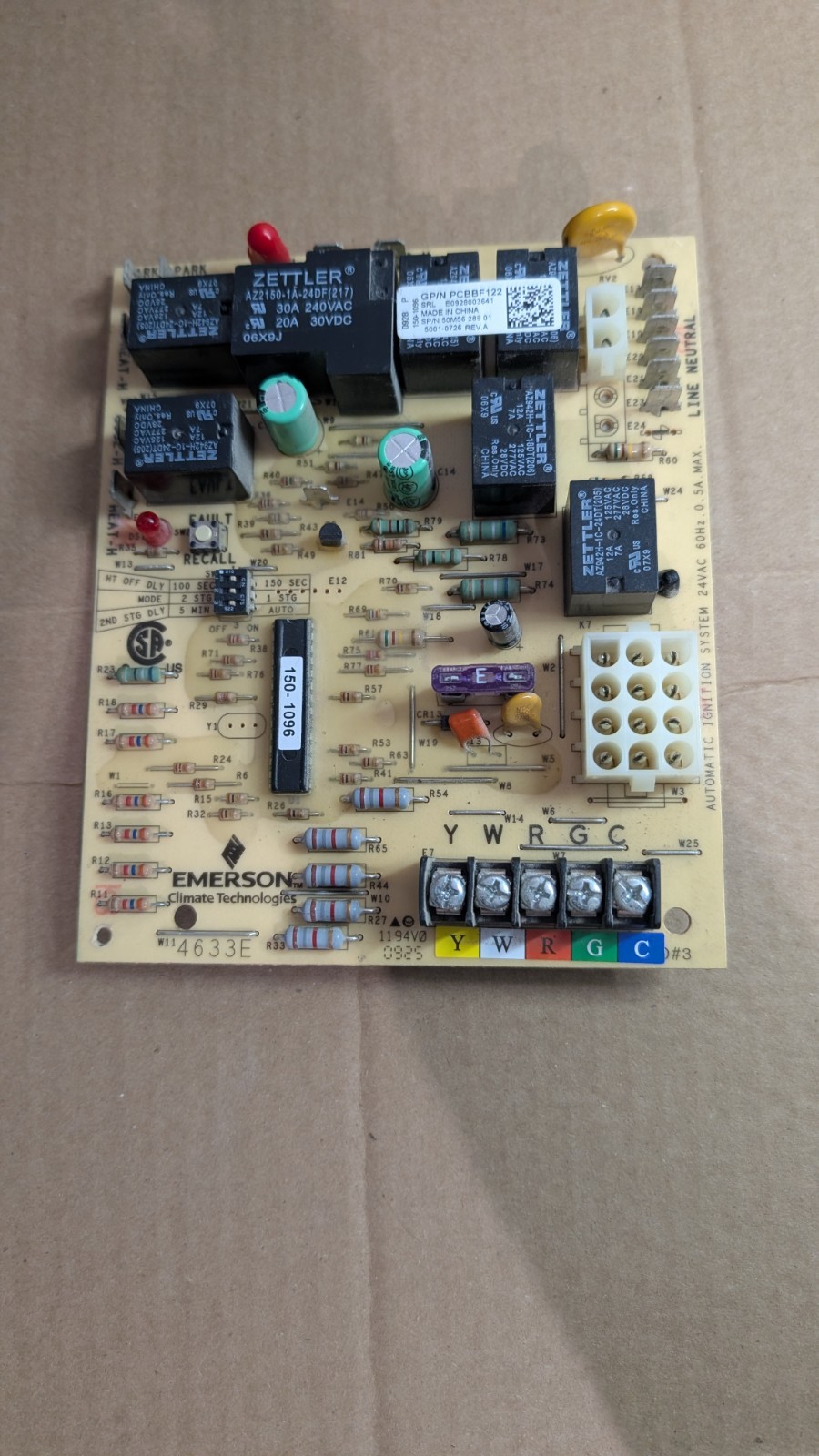 Emerson Control Circuit Board PCBBF122 150-1096 E0928003641 50M56 289 01 Tested