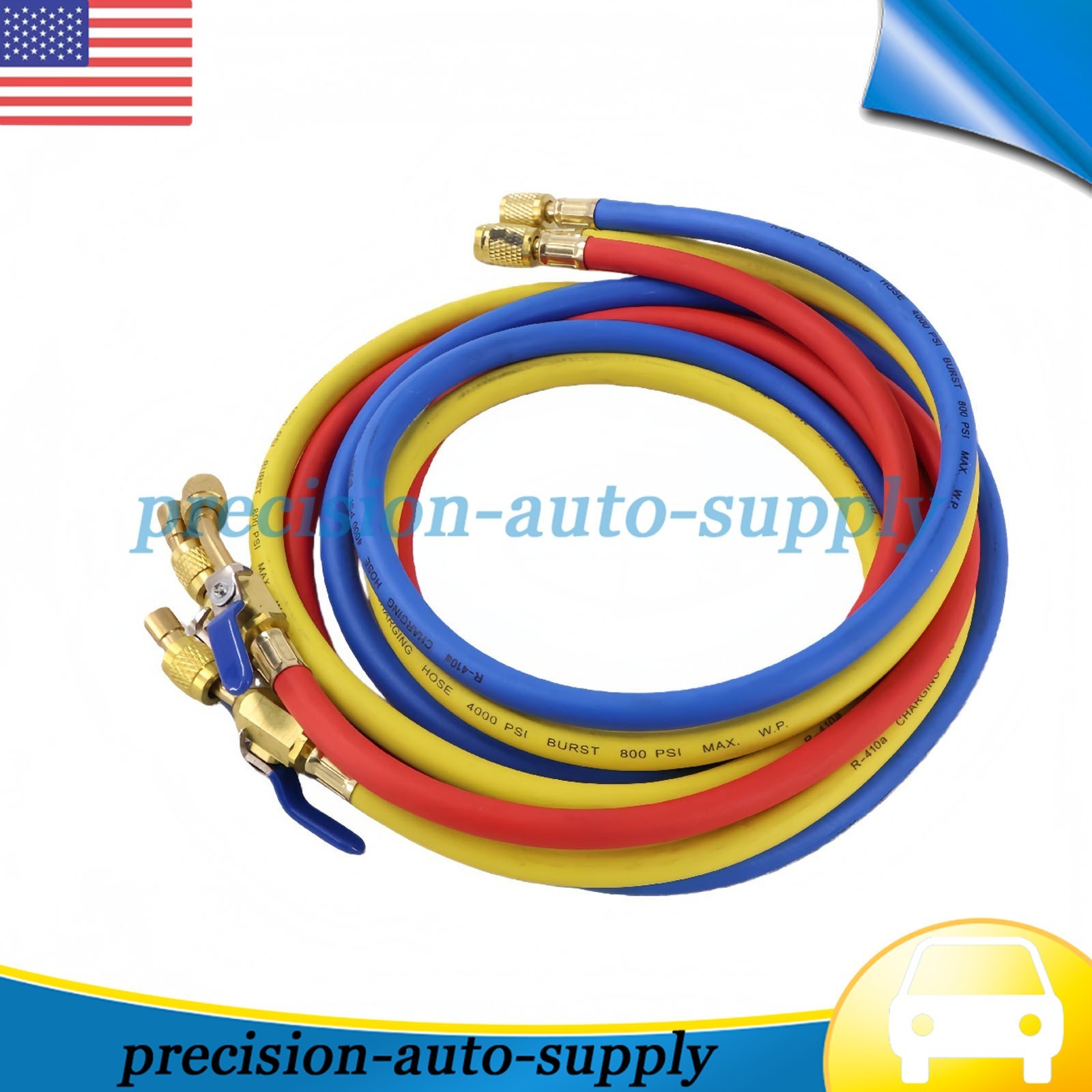 Fit For Plus II 72″ Charging Hose Set 1/4″ Compact Ball Valve 3 Pack