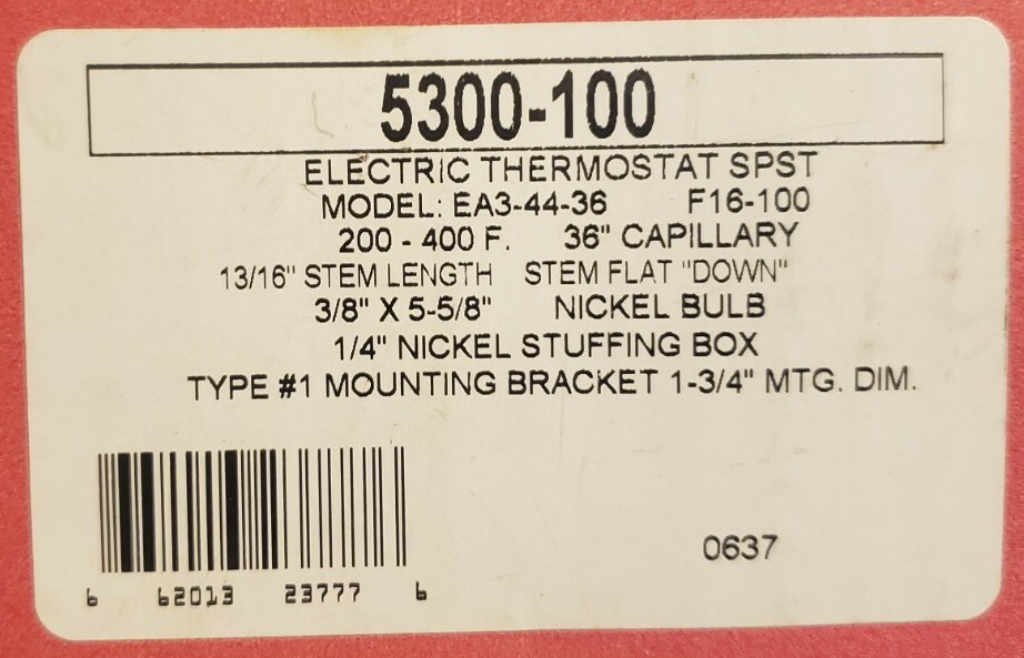 Robertshaw 5300-100 Elec Cook Control,Tstat,Replaces Ea3-44