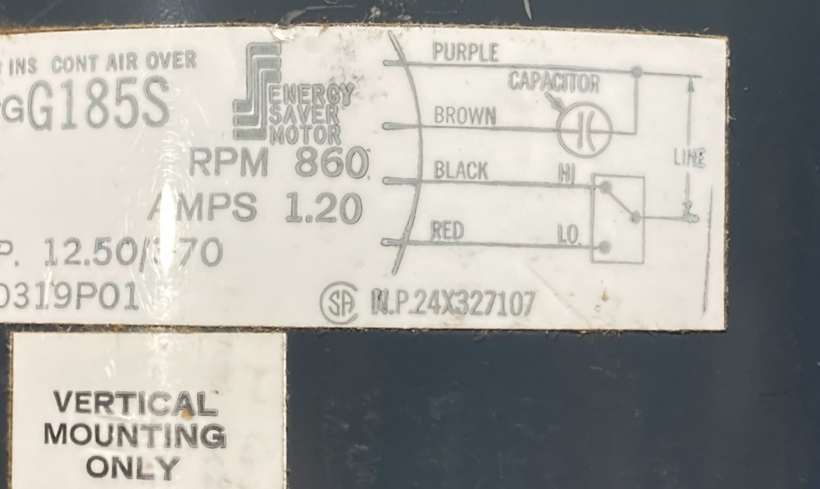 NEW OLD STOCK GE HVAC FURNACE Replacement Motor GE 5KCP39PGG185S 21A130319P01