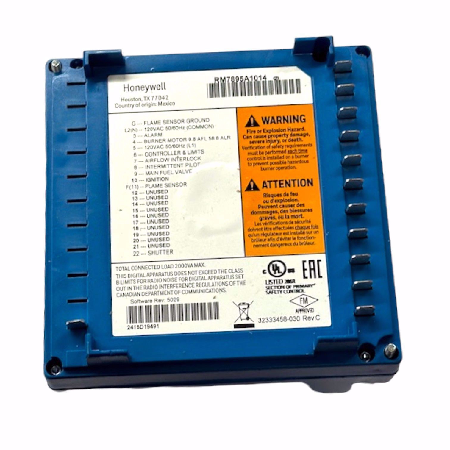 HONEYWELL RM7895A1014 AUTOMATIC PROGRAMMING CONTROL