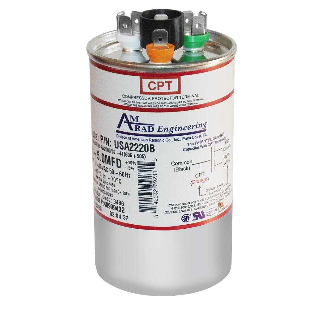 Amrad Replacement for Totaline P291-6054R Dual Capacitor 440 Volt 60 + 5 MFD