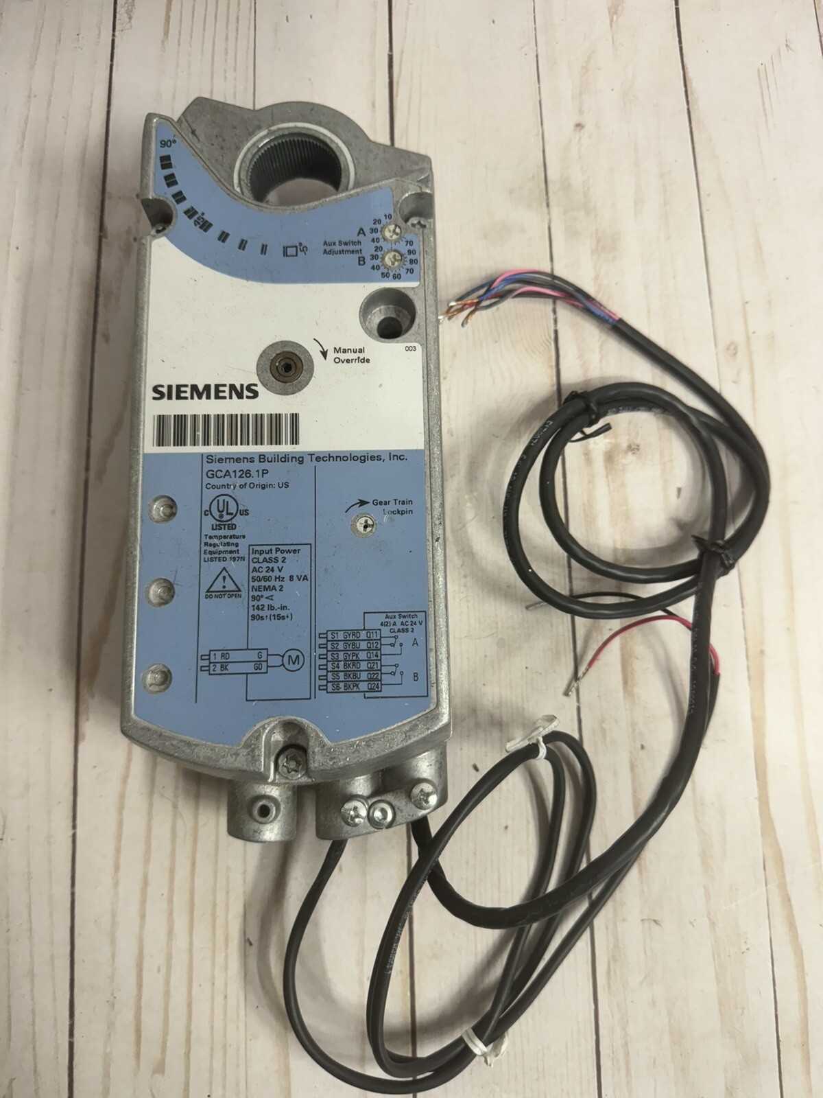 Siemens GCA126.1P OpenAir Electric Damper Actuator 24V 160lb-in Spring Return