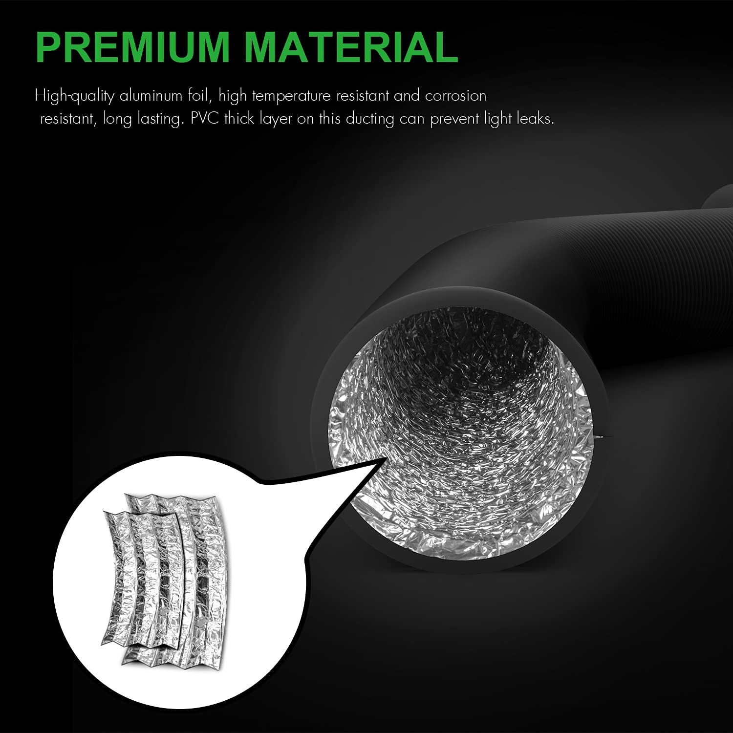 iPower Flexible 4 Inch 25 Feet Aluminum Ducting 4 Layer 4 25 Feet, Black