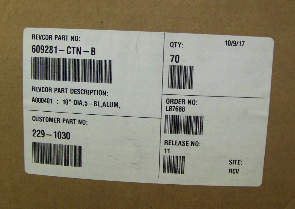 Qty70 Air Drive Inc 10″ Dia 1/4″ Bore Fan Blade Aluminum Revcor 609281-CTN-B New