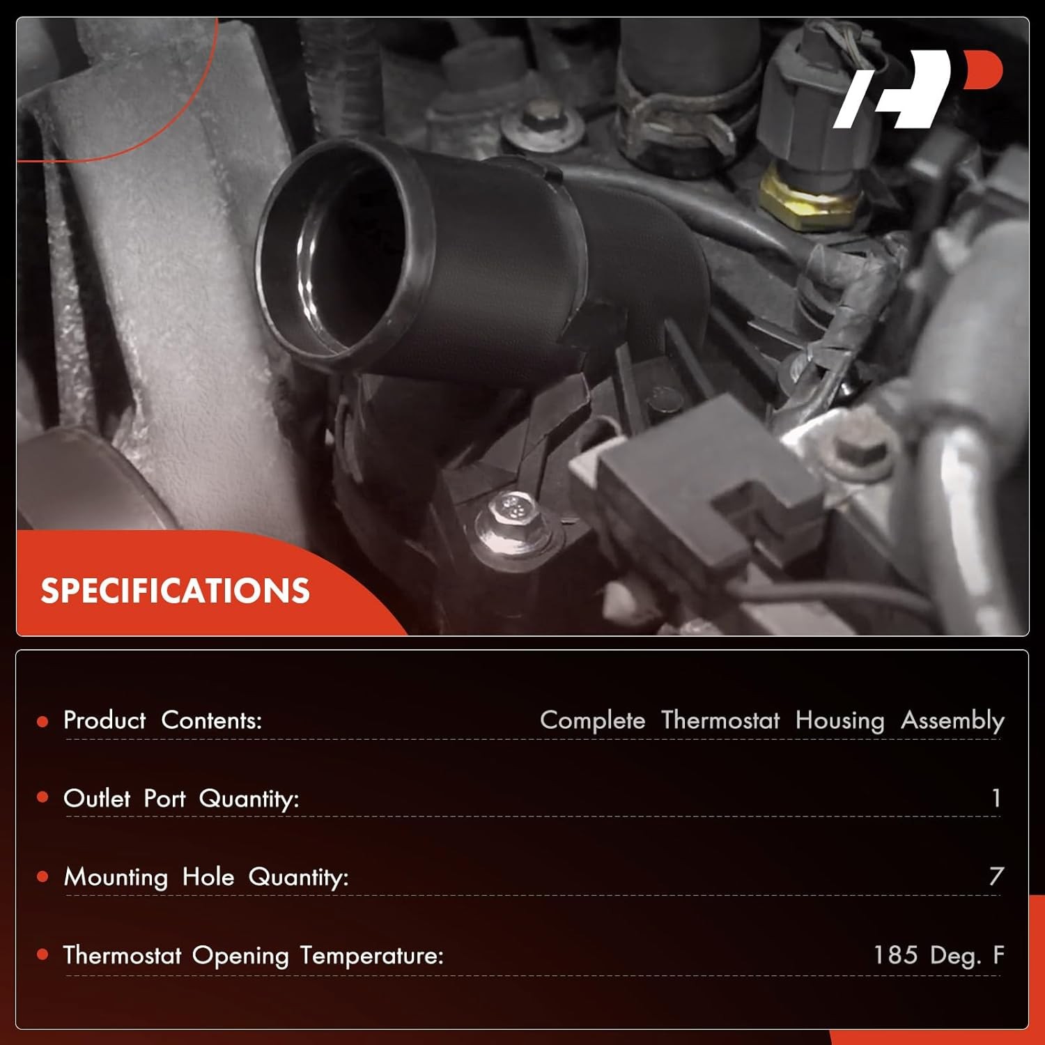 Engine Coolant Thermostat Housing Assembly with Gasket Compatible with Q5 Q7