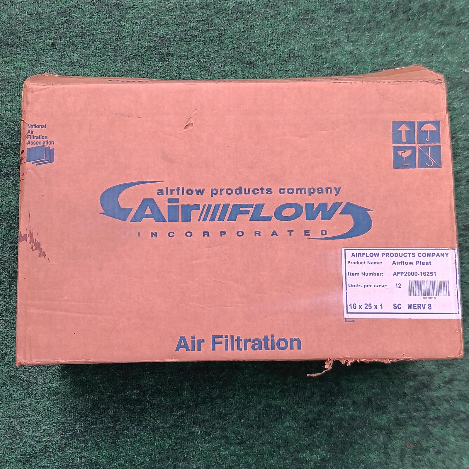 Airflow Products Company AFP2000-16251 Pleat Air Filters 16x25x1 MERV 8 12pk