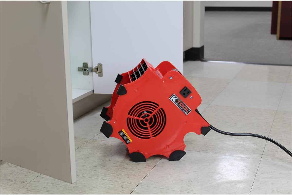 300 CFM Floor Blower Fan – 3 Speed, Indoor/Outdoor, Red Utility Fan
