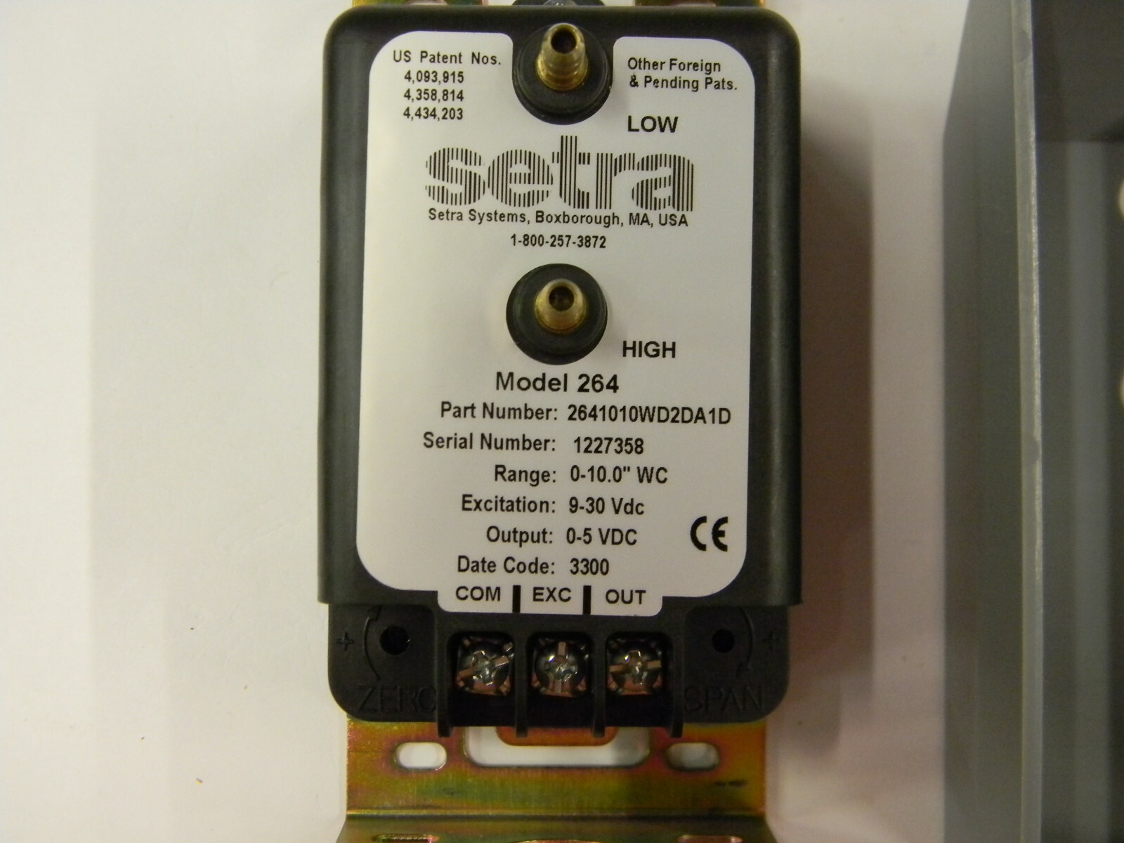 New Setra 2641010WD2DA1D Pressure Transmitter Model 264 C5