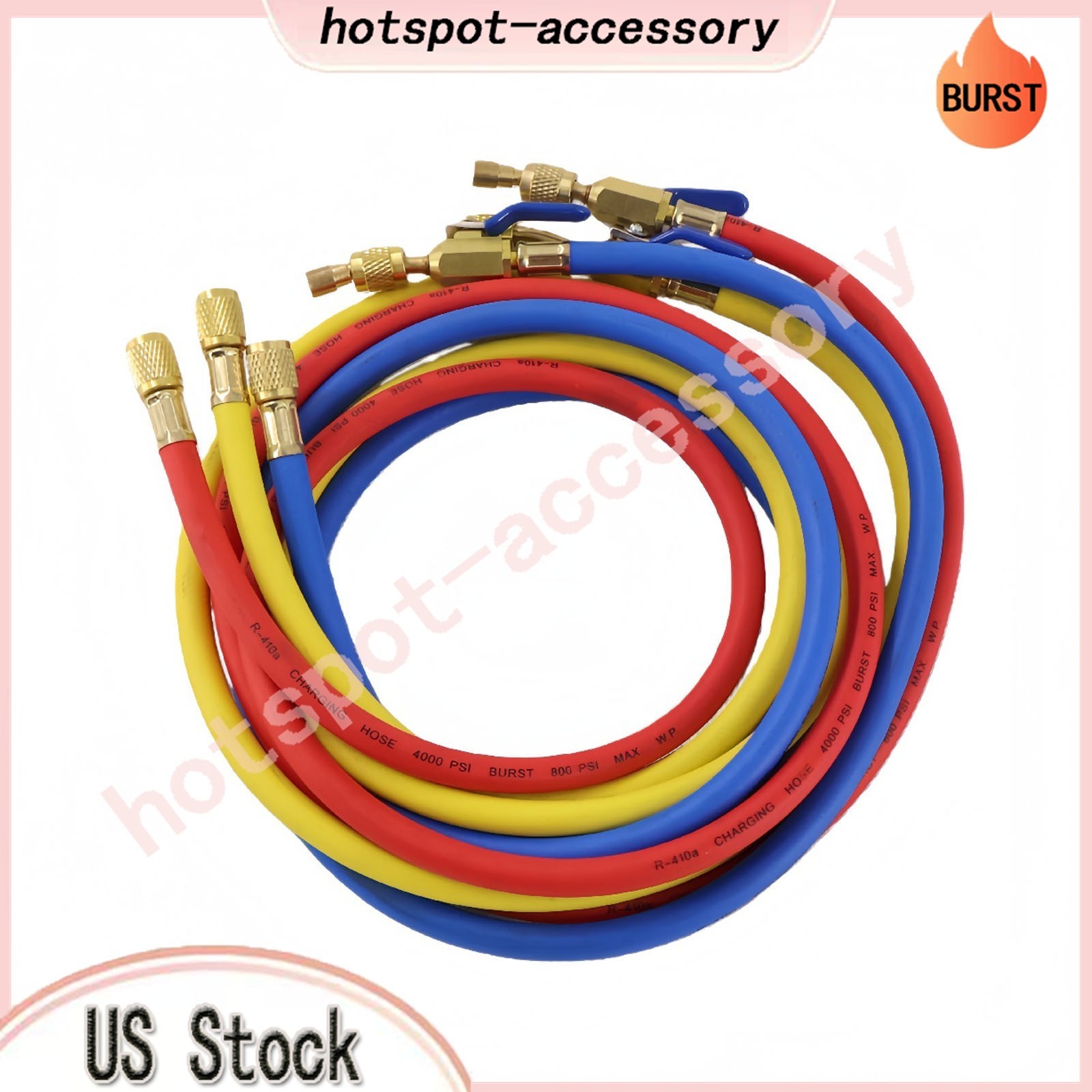 3Pack 29986 Plus II 1/4″ Hose with Compact Ball Valve 72″ Fits R-410A Refrige US