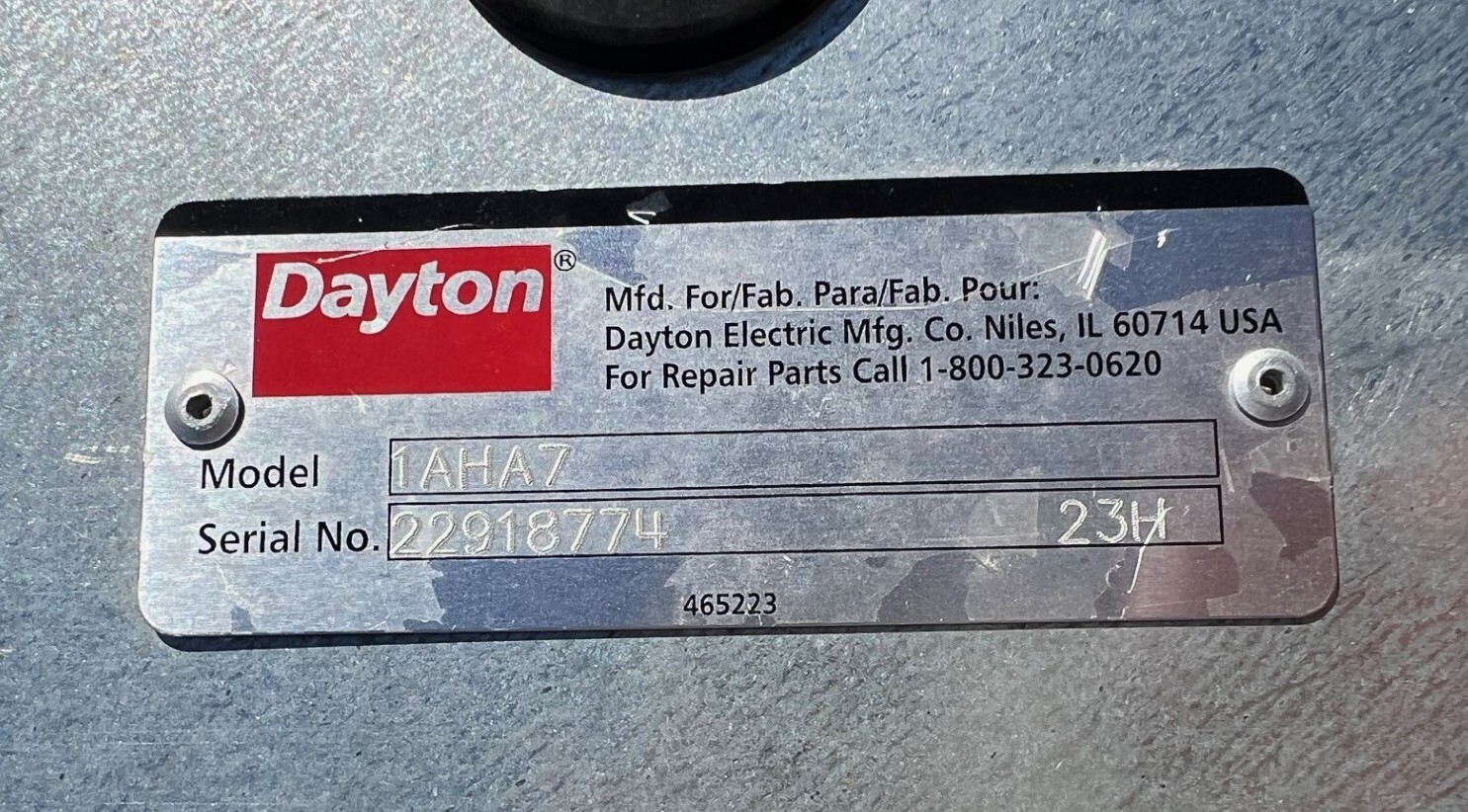 DAYTON 1AHA7 EXHAUST FAN, 60″ BLADE DIA., LESS DRIVE PACKAGE, BELT DRIVE, NEW!!