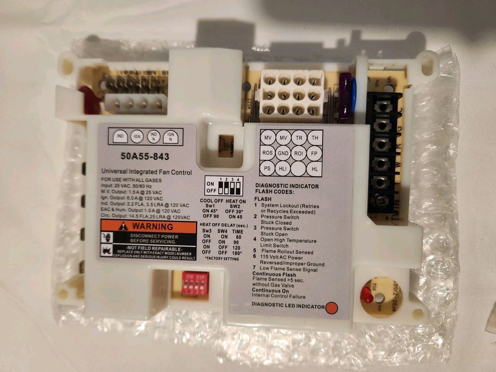 Universal Integrated Furnace Fan Control Board for White-Rodgers 50A55-843