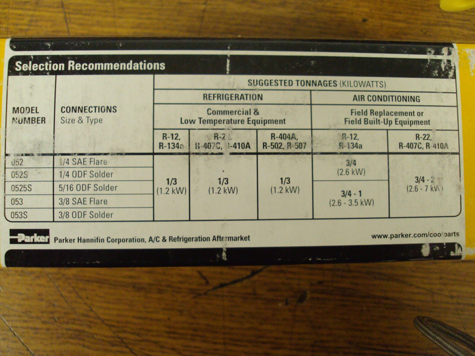 Parker 3/8″ Inch ODF Solder LLD 053S Liquid Line Filter-Drier B308