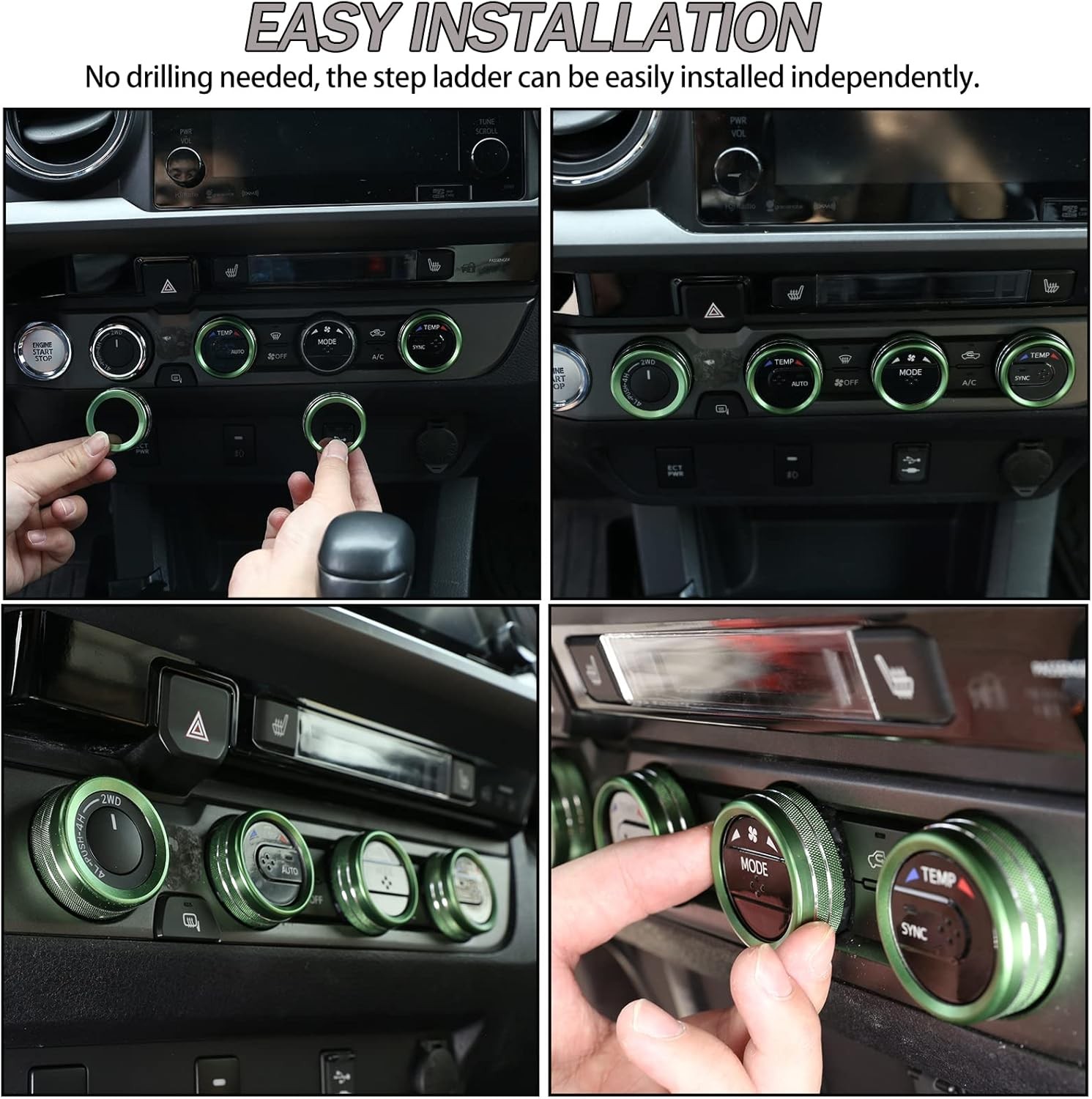 Car Central Control Air Conditioning Knob Ring Compatible with 20 Color: green