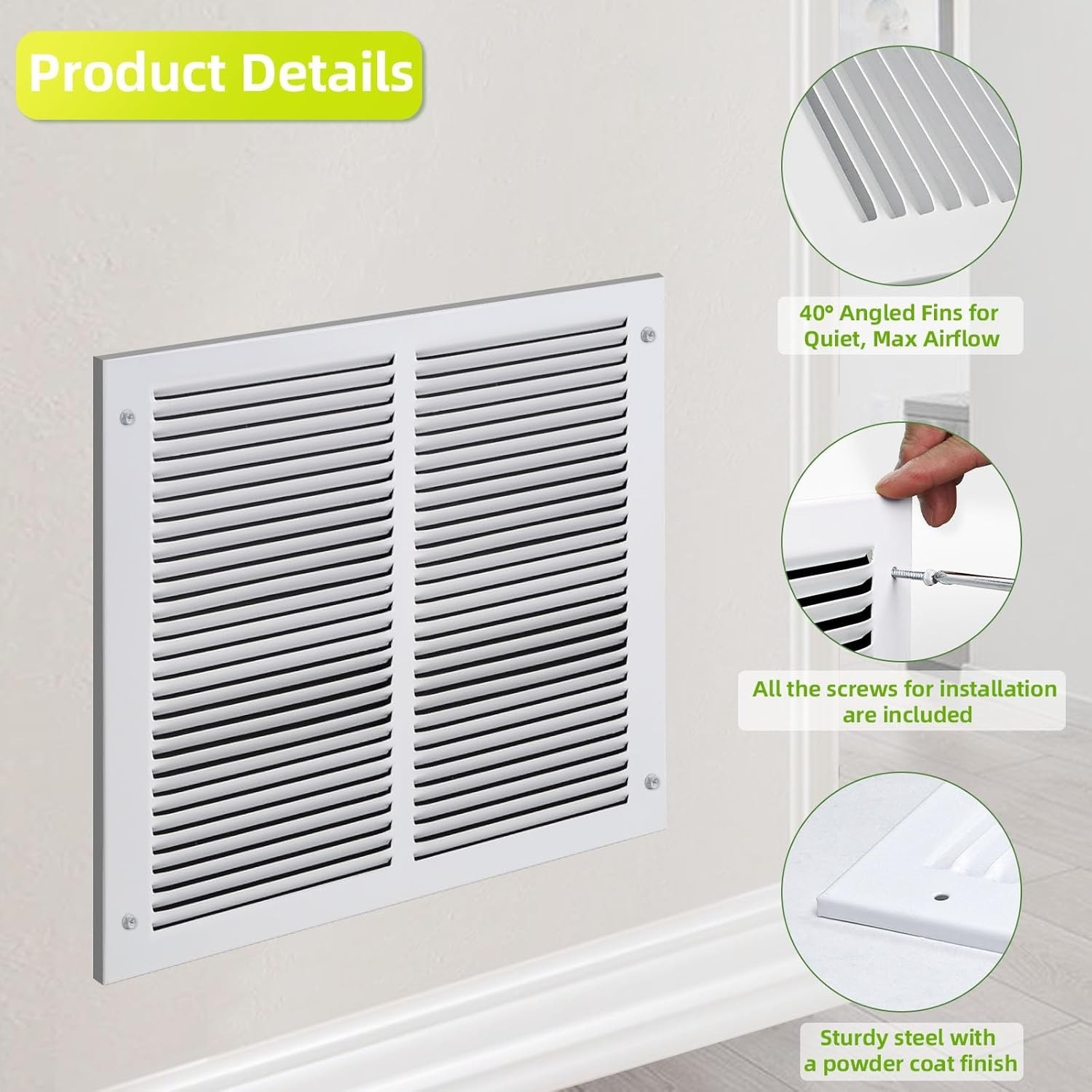 Return Air Grille for 20″x20″ inch Duct Opening,Air Return Vent Cover for Wall