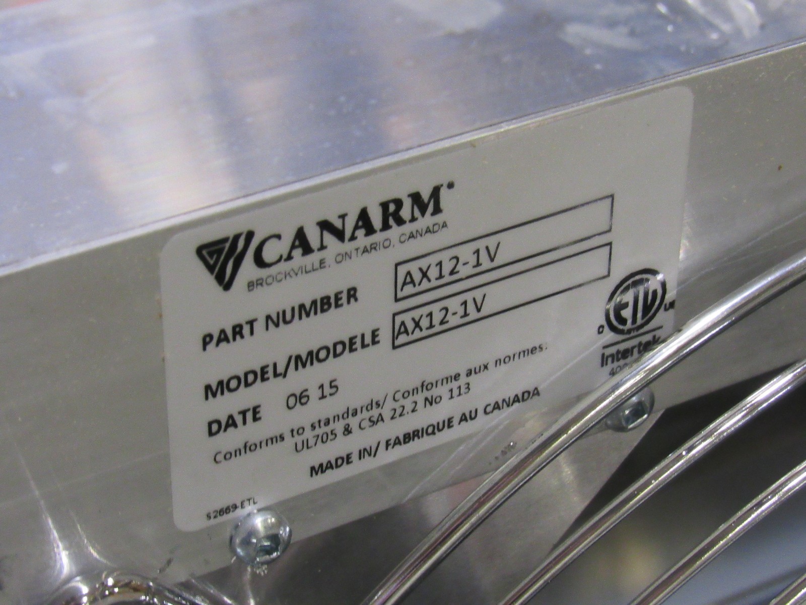 New Canarm AX12-1V 12” Exhaust Fan W/ OSHA Guard 1700 RPM 115V NIB