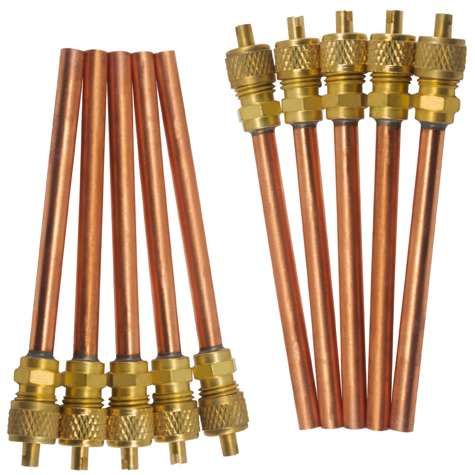 Appli Parts 10 pack Access Schrader Valve 1/4 SAE x 1/4 OD x 3 inch Copper Stem