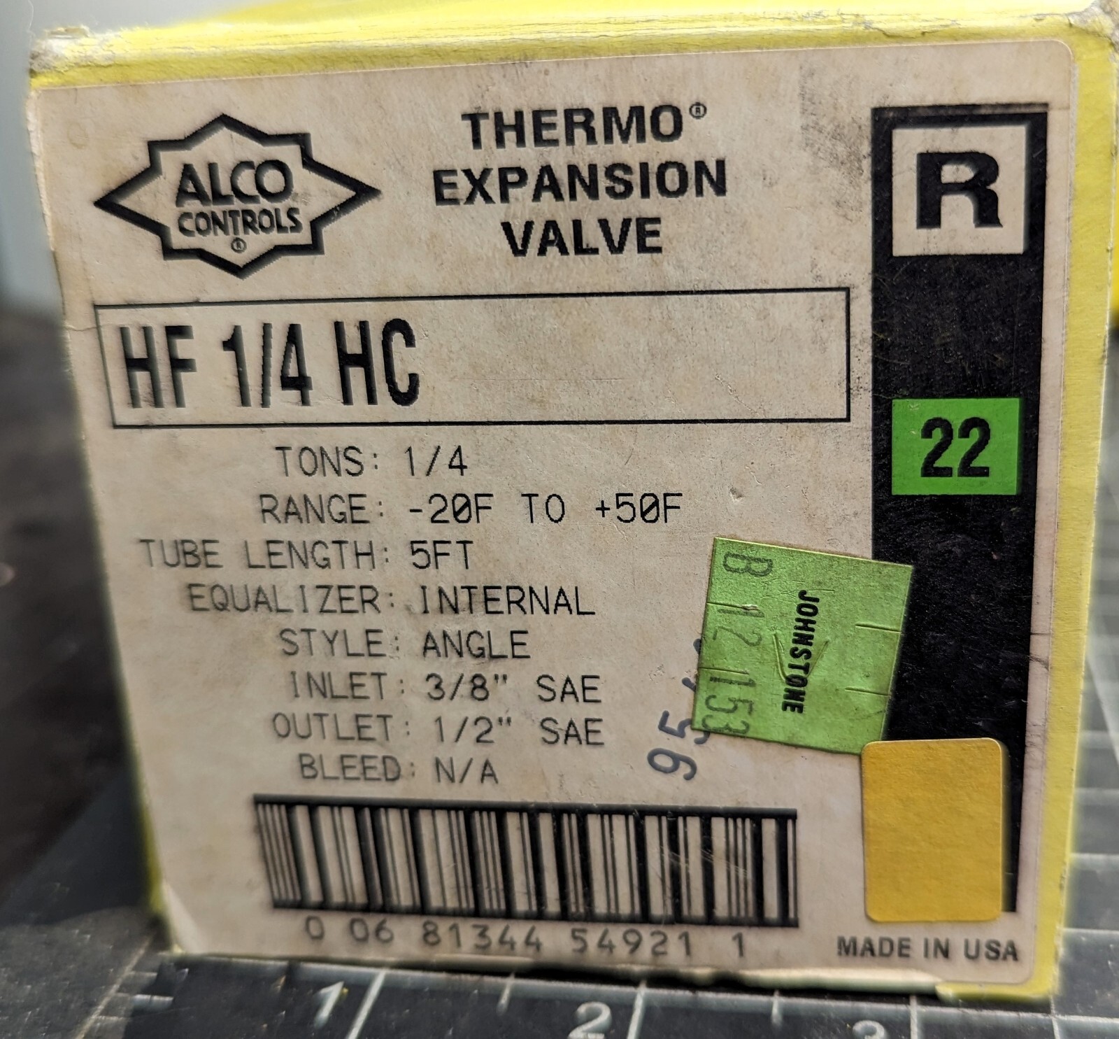 Alco / Emerson HF 1/4 HC Thermo Expansion Valve ¼ Ton 3/8 SAE ½ SAE [A6F1] #12