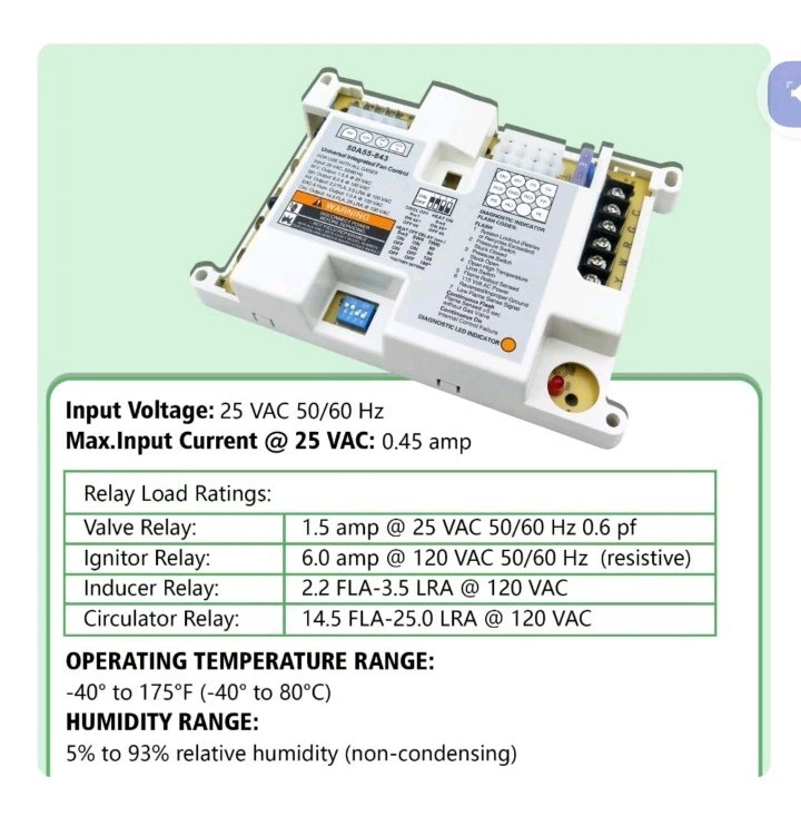 50A55-843 Furnace Control Board, Universal Integrated Furnace Control Board