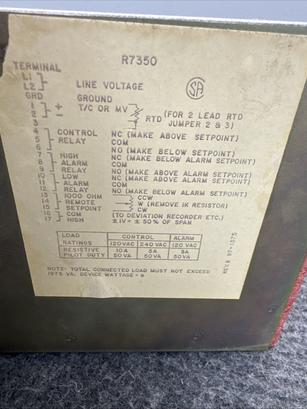 HONEYWELL DIALATROL CONTROLLER R7350A-1032-1 110/120v 0-1600F 0-850c Degrees