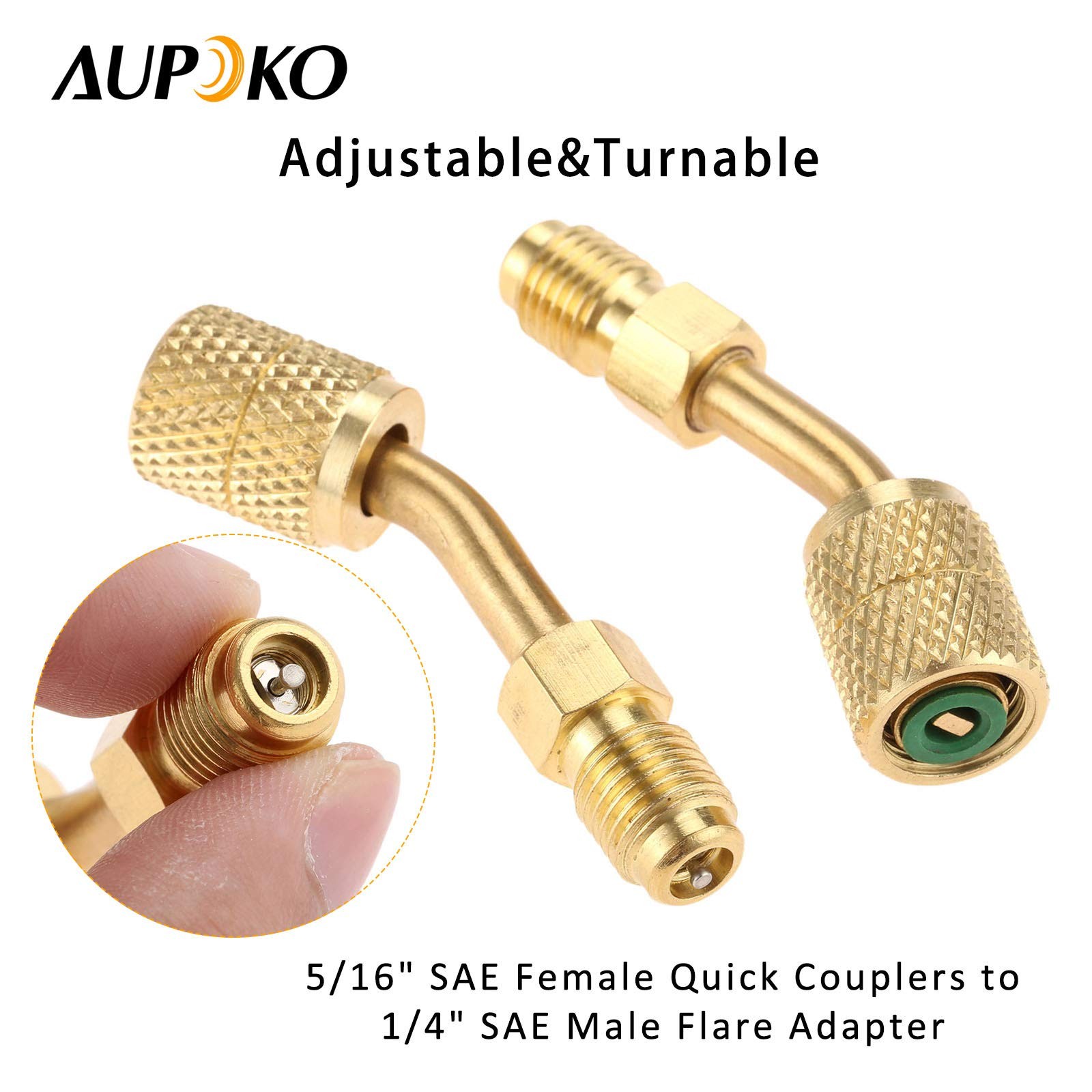 R410A Adapter 5/16″ SAE Female Quick Couplers to 1/4″ 5/16 inches, Gold