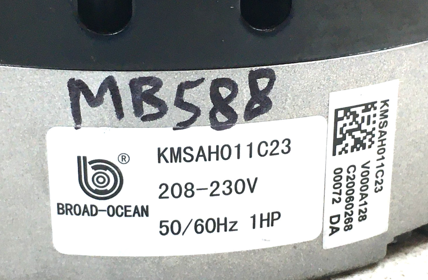 BROAD-OCEAN ZWK702E0756501 Blower Motor 1159304 KMSAH011C23 230V used #MB588
