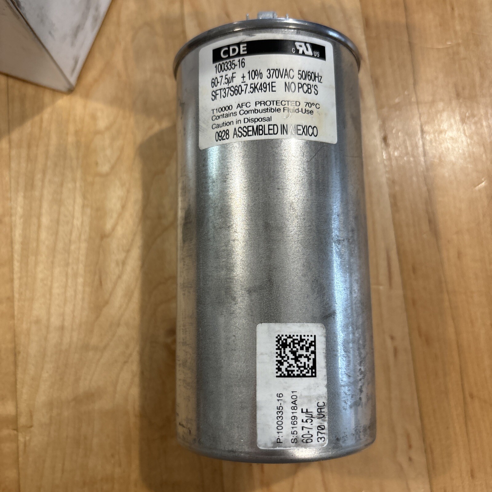 CDE 89M84 Dual Run Capacitor 60-7.5 370 VAC 50/60 Hz Assembled Mexico