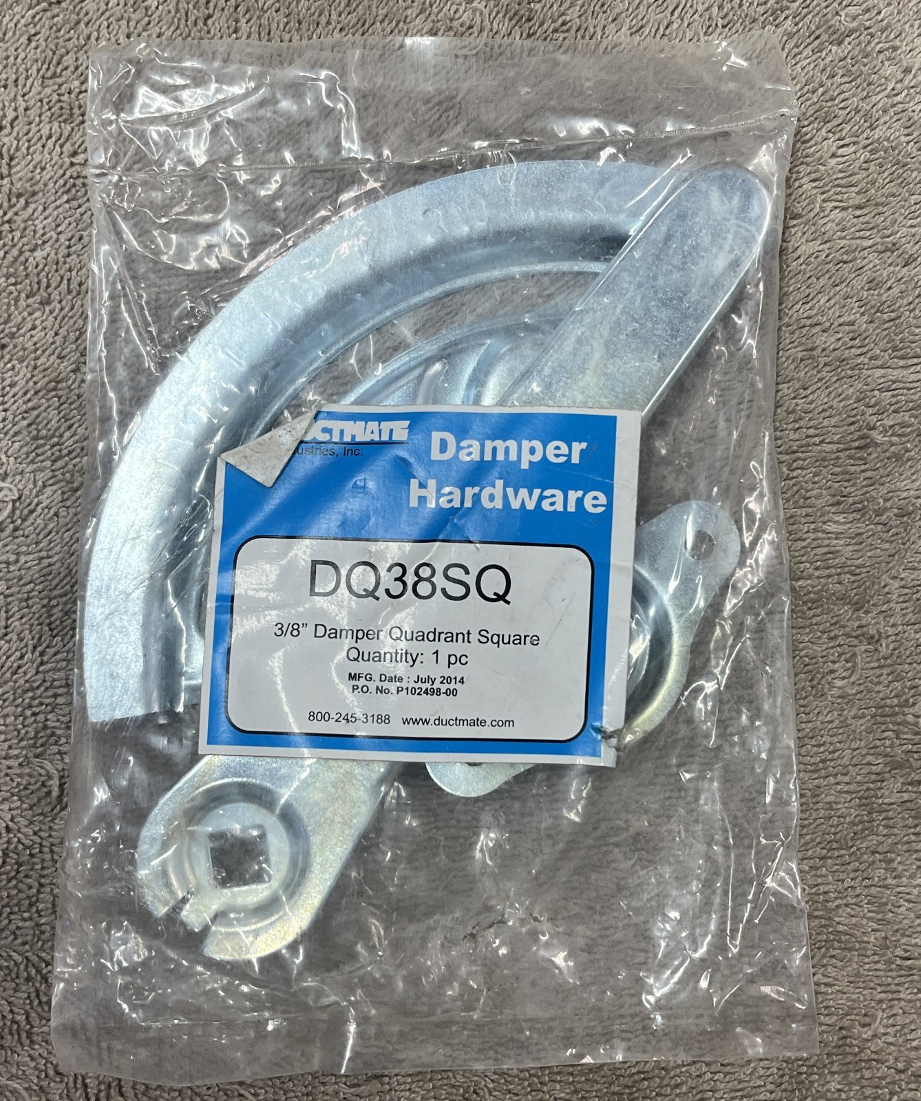 Ductmate 3/8″ Damper Quadrant Regulator Handle -Square Rod – DQ38SQ – Lot Of 2