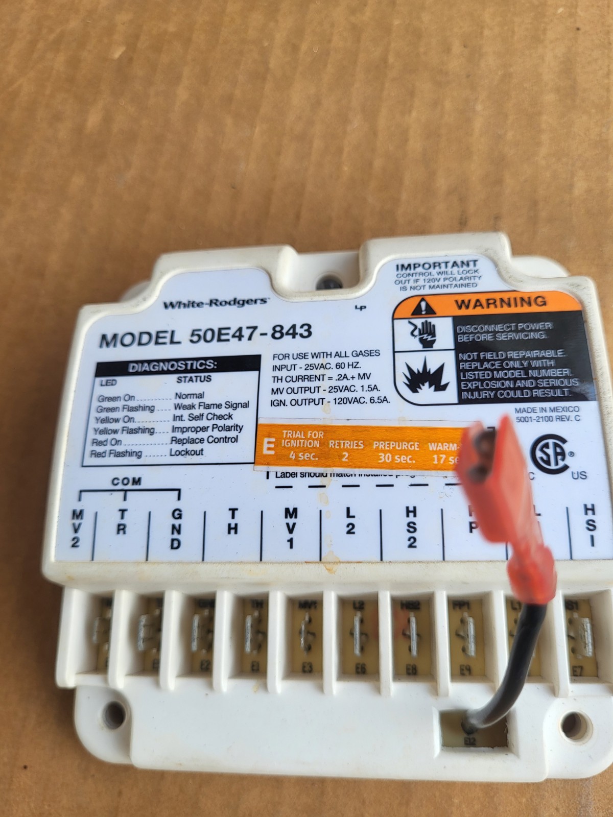 USED OEM White-Rodgers 50E47-843 REV E, TEST/FLUKE FREE SHIPPING