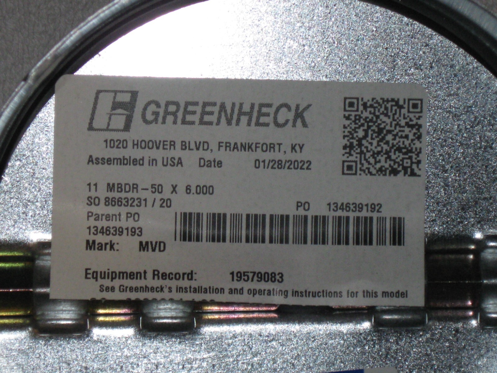 Greenheck 6″ Round Manual Balancing Damper MBDR-50×6 NEW!!!!