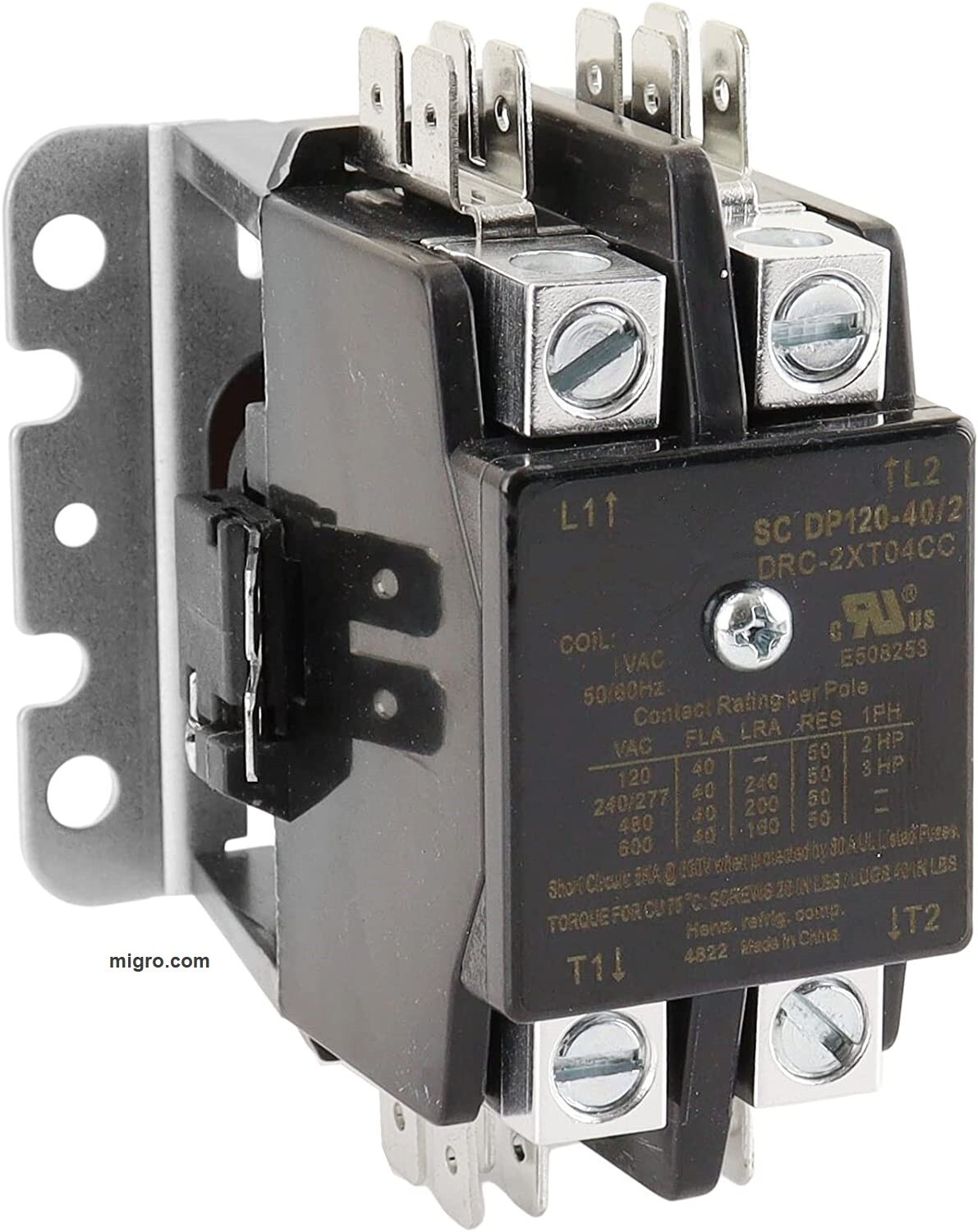 HVAC Contactor, 40 Amp Double Pole / 2 Pole Contactor 24V Coil DP Heat Pump UL